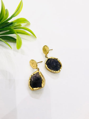 Purple Raw Stone Earrings